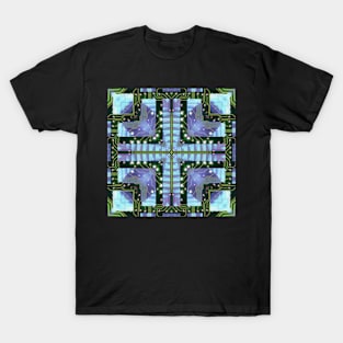 Circuitboard fire Kaleidoscope Pattern (Seamless) 24 T-Shirt